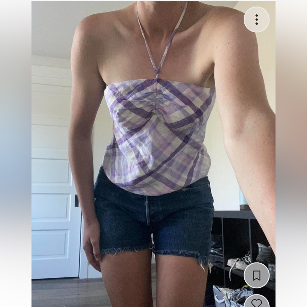 100% linen plaid ann taylor halter